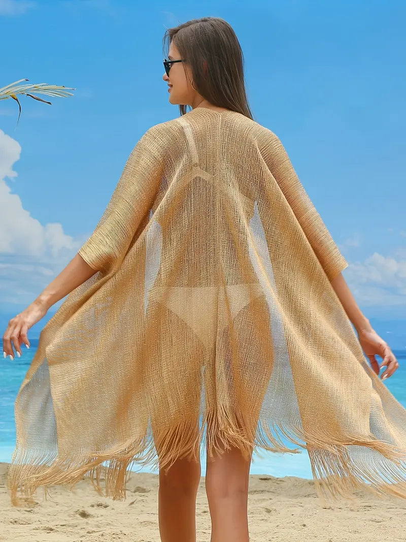 Kimono de plaja auriu