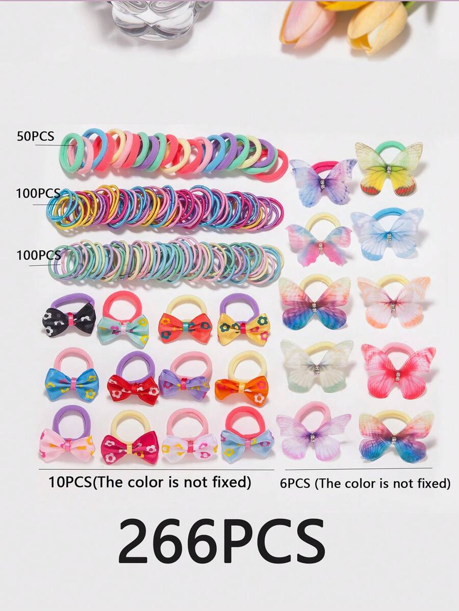 Set de 266 bucăți de legături de păr multicolore
