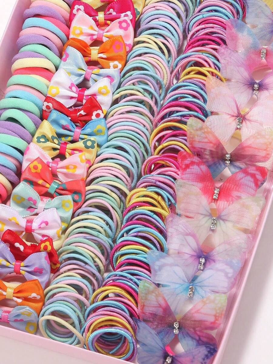 Set de 266 bucăți de legături de păr multicolore