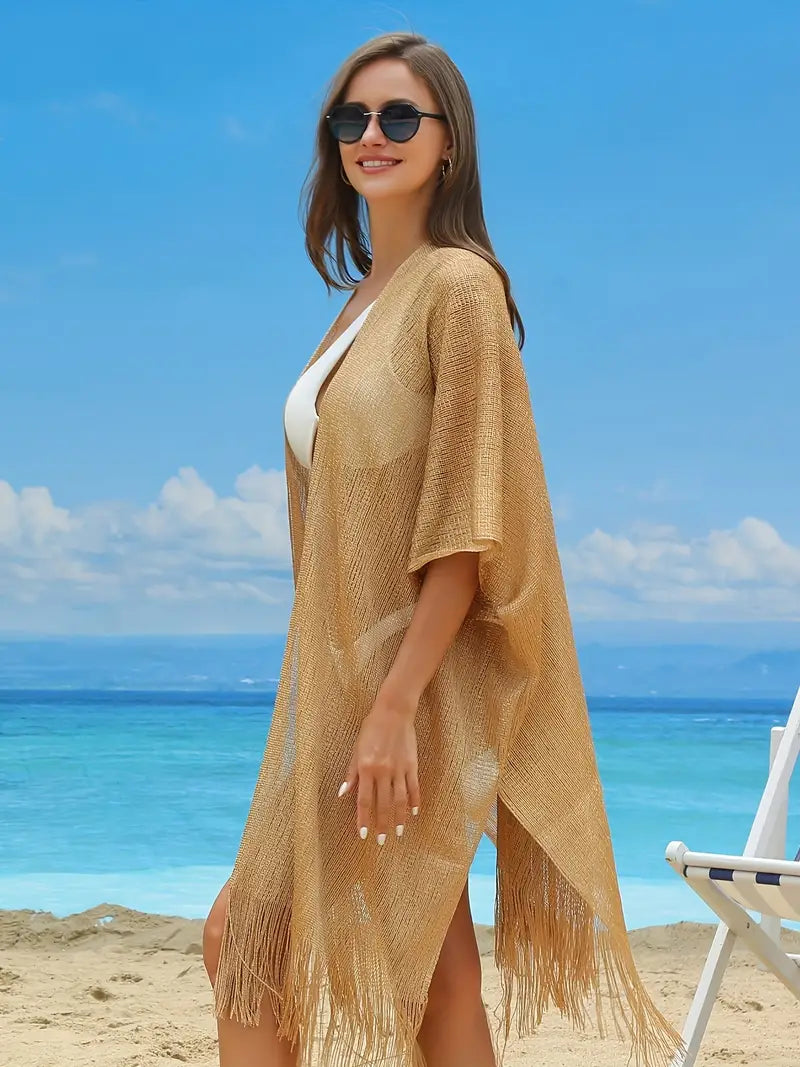 Kimono de plaja auriu